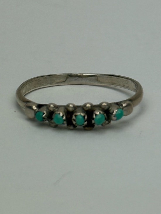 Native American Jewelry - Sterling Silver Five-Stone Turquoise Accent Ring